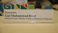 Name Tag of Federal Secretary, Ministry of National Heritage & Integration, Mr. Gul Muhammad Rind