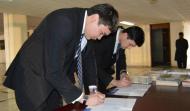 Diplomats from the Embassies of Central Asian States making registration