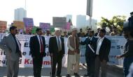Ambassador (R) Munawar Saeed Bhatti (Former Additional Secretary, Ministry of Foreign Affairs) talking to participants of rally