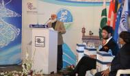 Sahibzada Ibrahim Shah (brother & on behalf of Pir Ameen Ul Hasnat Shah, States Minister for Religious Affairs) giving speech