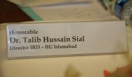 Name tag of Dr. Talib Hussain Sial, Director IRD, IIUI