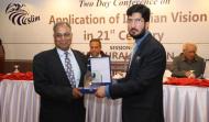 Sahibzada Sultan Ahmad Ali Presenting Shield to Dr. Riaz Ahmad